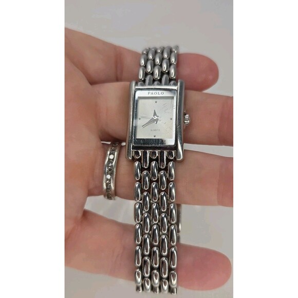 Vintage Paolo GUCCI Metal Silvertone Link Ladies Elegant Watch 7.5\